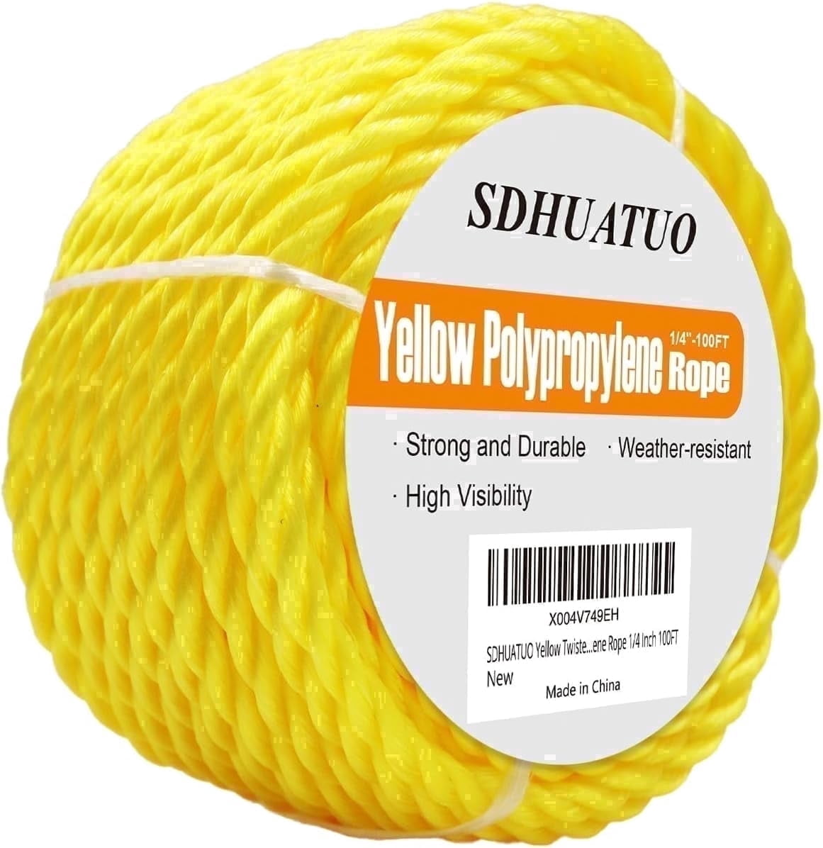 SDHUATUO Twisted Polypropylene Rope, 1/4