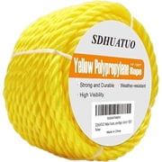 SDHUATUO Twisted Polypropylene Rope, 1/4 x 100ft, Heavy Duty, High Visibility Yellow