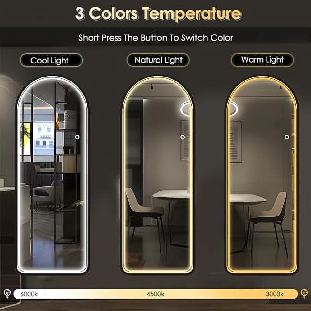 SDHYL Arched Full Length Mirror with Lights, 64