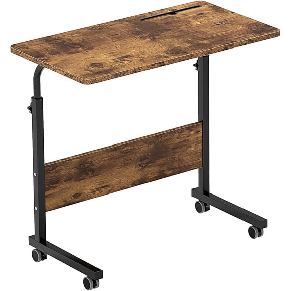 SDHYL Mobile Stand Up Desk Adjustable Laptop Workstation with Wheels, 31.5 Inch Student Sit Stand Desk, Mobile Ends, Rustic Brown