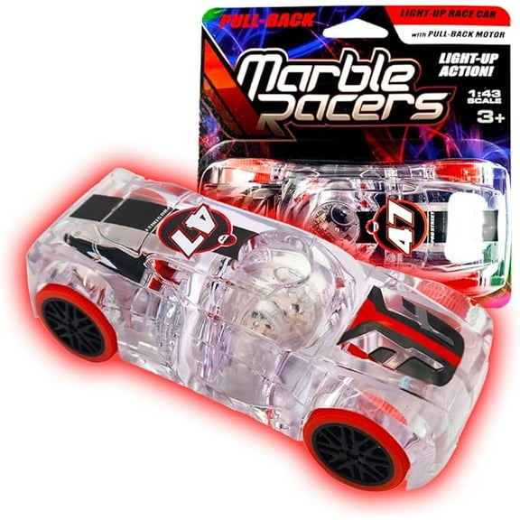 LED Light Up Pull Back Red Race Car, Toy Vehicle for Kids 3 and Up