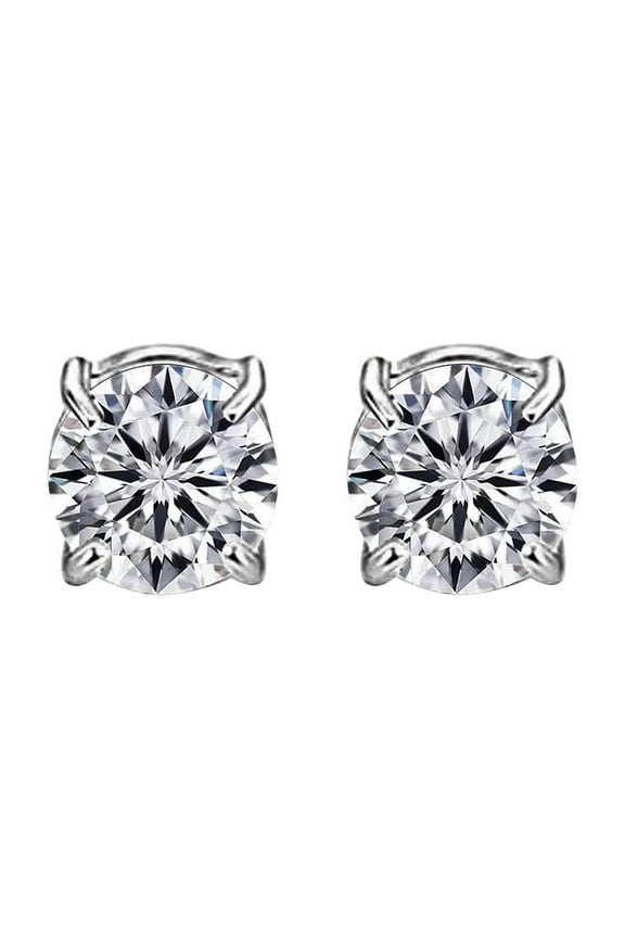 Magnetic Stud Silver, Cubic Zirconia Earring, 0.23or 0.31 Inches