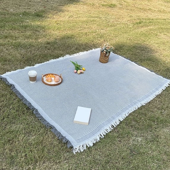 SDJMA Multi-Functional Camping Blanket in Gray, Foldable Outdoor Lawn Mat Home Tablecloth Nap Blanket for Camping Beach, 35.43” x 59.06”