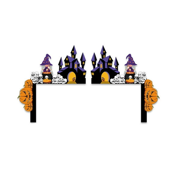 SDJMa 1 Pair Happy Halloween Door Frame Decoration, Halloween Gnome Pumpkin Witch Zombie Ghost Haunted House Door Corner Sign for Home Front Door Window Porch Decor Party Supplies