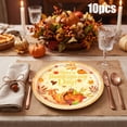 thumbnail image 1 of SDJMa 10 Pcs Happy Thanksgiving Paper Plates, 7" Gold Glitter Maple Leaves Pumpkin Disposable Dinner Plates for Autumn Harvest Party Supplies Decorations, 1 of 9