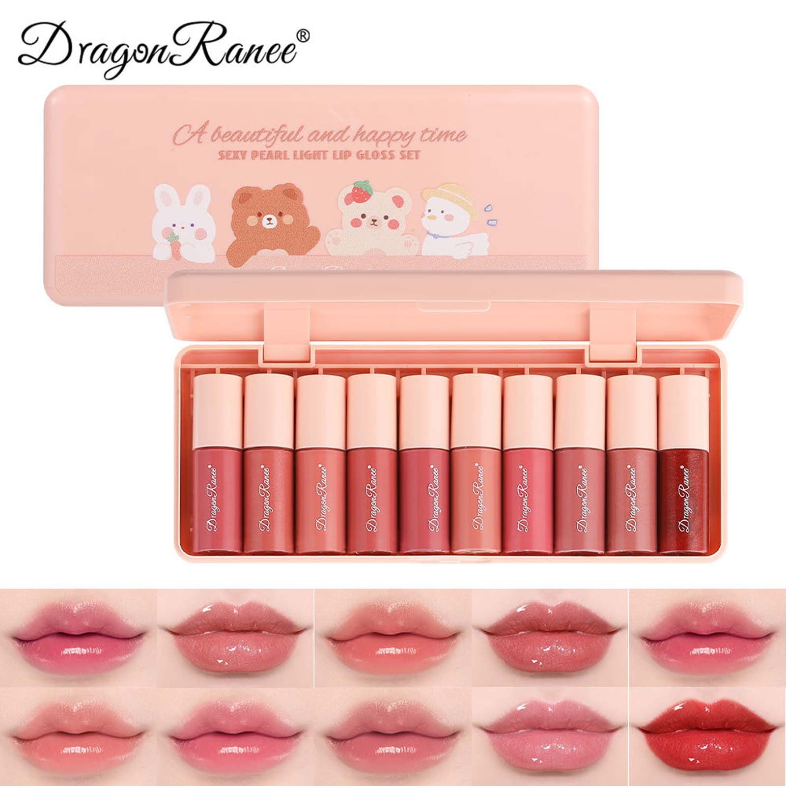 SDJMa 10pcs Lip Gloss Set Non Fading Cup Fruit Makeup Lip 10