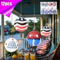 SDJMa 12 Pcs 4th of July Patriotic Ornaments, Red White Blue Glitter Stars Stripes Balls Tree Hanging Decorations for Independence Day Memorial Veteran's Day Home DIY Crafts