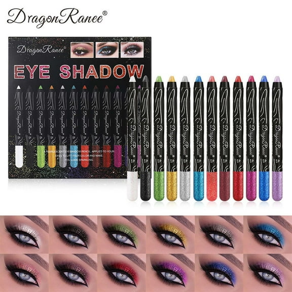 SDJMa 12Pcs Eyeshadow Pen Glitter Eyeshadow Stick 12 Colors Set, Waterproof Eyeshadow Pencils, Shiny Colored Sticks Ultra Pigmented Long Lasting Makeup Eye Shadow Powder for Women