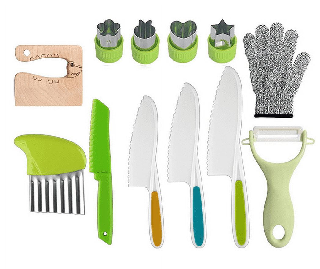 SDJMa 13 Pcs Kids Kitchen Knife Set, Kids Knives For Real Cooking With