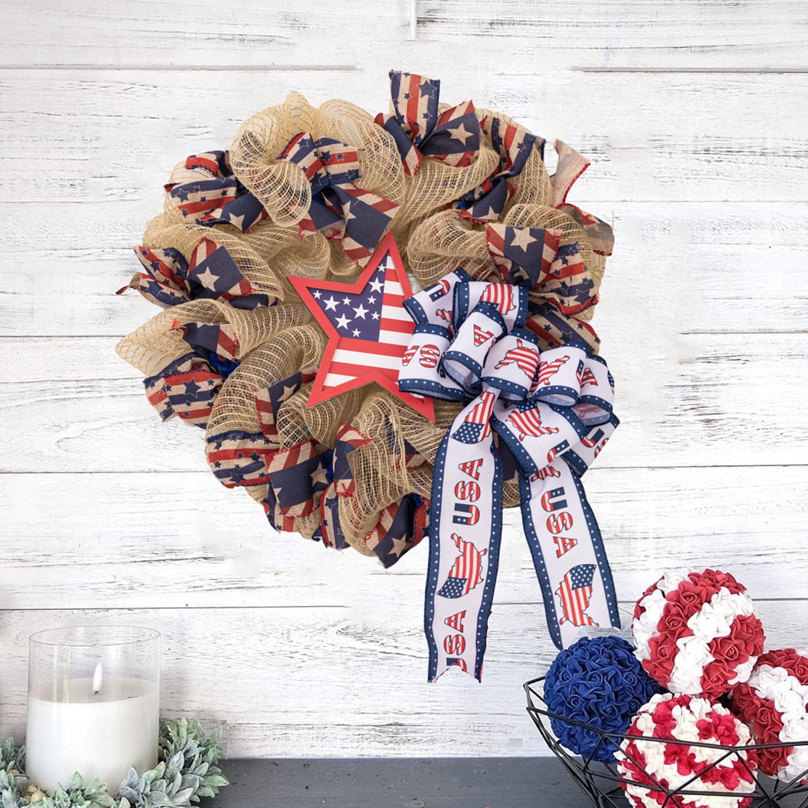 Patriotic Wreath, Everyday Wreath, Front Door Wreath, Red White and Blue Wreath, good Round Wreath, Inspirational Patriotic Wreath, 4th of July