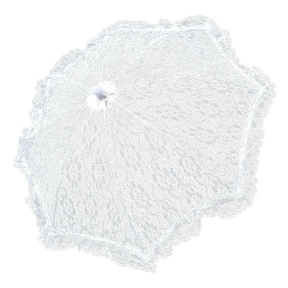 SDJMa 19.6in White Wedding Lace Parasol Umbrella Vintage Crafted Flowers Embroidery Umbrellas Romantic Bridal Photo Props Lady Costume Accessory