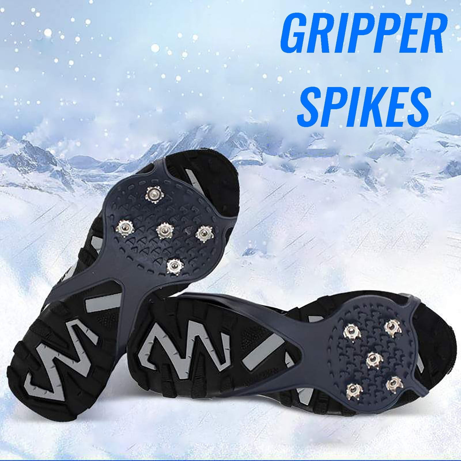 Ice Cleats,Universal Snow Grips for Shoes Ice Fishing Gear Traction Cleats  Anti Slip Snow Grips Non-Slip Gripper Over Shoe Boot Rubber with 5 Steel  Studs Crampon, Ice & Snow Grips 