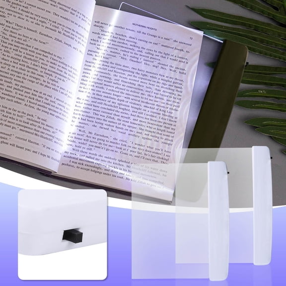 SDJMa 2 Pieces Flat Book Lights LED, 6.8"x5.7" Clear Night Lights Reading Lamp Page Portable Bookmark Light for Reading in Bed, Battery Operated(Not Include)