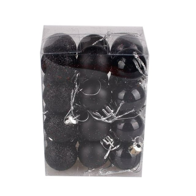 SDJMa 24 PCS 1.2" Christmas Ball Ornaments,Shatterproof Black Christmas
