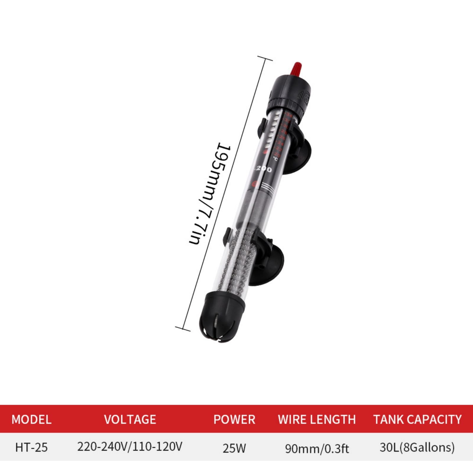 SDJMa 25/50/100/200/300W Adjustable Aquarium Heater, Submersible Fish
