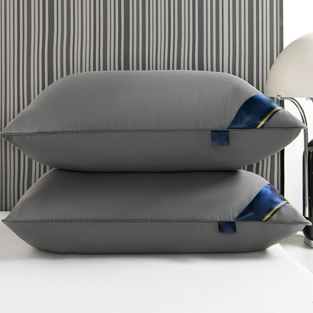 SDJMa 2PCS Goose Down Feather Pillows Queen Size Hotel Collection Bed