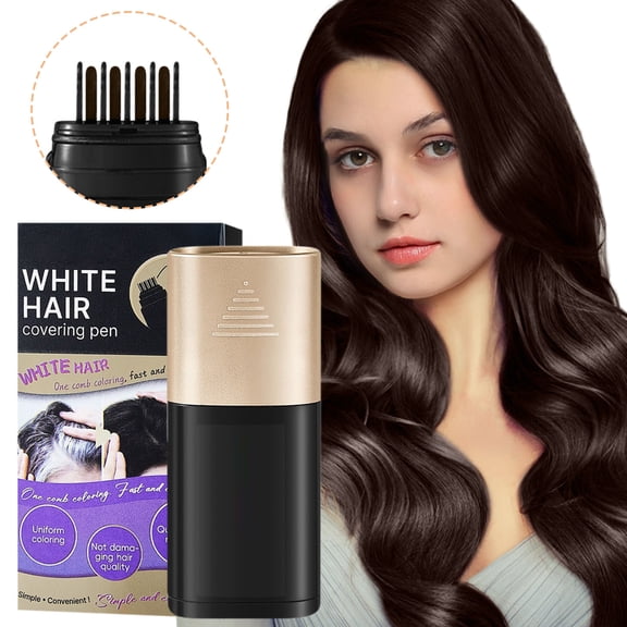 SDJMa 2PCS Hairdressing Pen, 2-in-1 Hair Color Pen with Comb, Root Touch-Up, Gray Coverage, Waterproof, Disposable, Painless & Easy Application, 20ml (Brown)