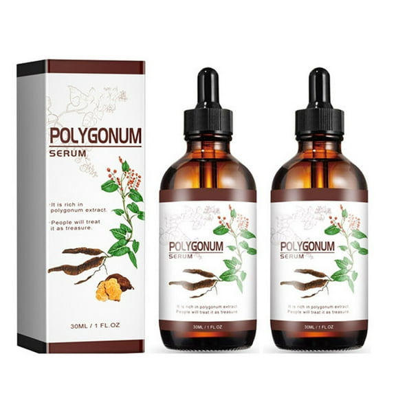 SDJMa 2PCS Polygonum Multiflorum Scalp Essence, Nourishes Hair, Reduces Dryness White Hair, 30ml