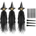 thumbnail image 1 of SDJMa 3 PCS Halloween Lighted Witches Decorations, 5ft Waterproof Life Size Holding Hands Witch Stake with LED Lights, Creepy Halloween Haunted House Decor for Outdoor Yard Lawn Garden, 1 of 9