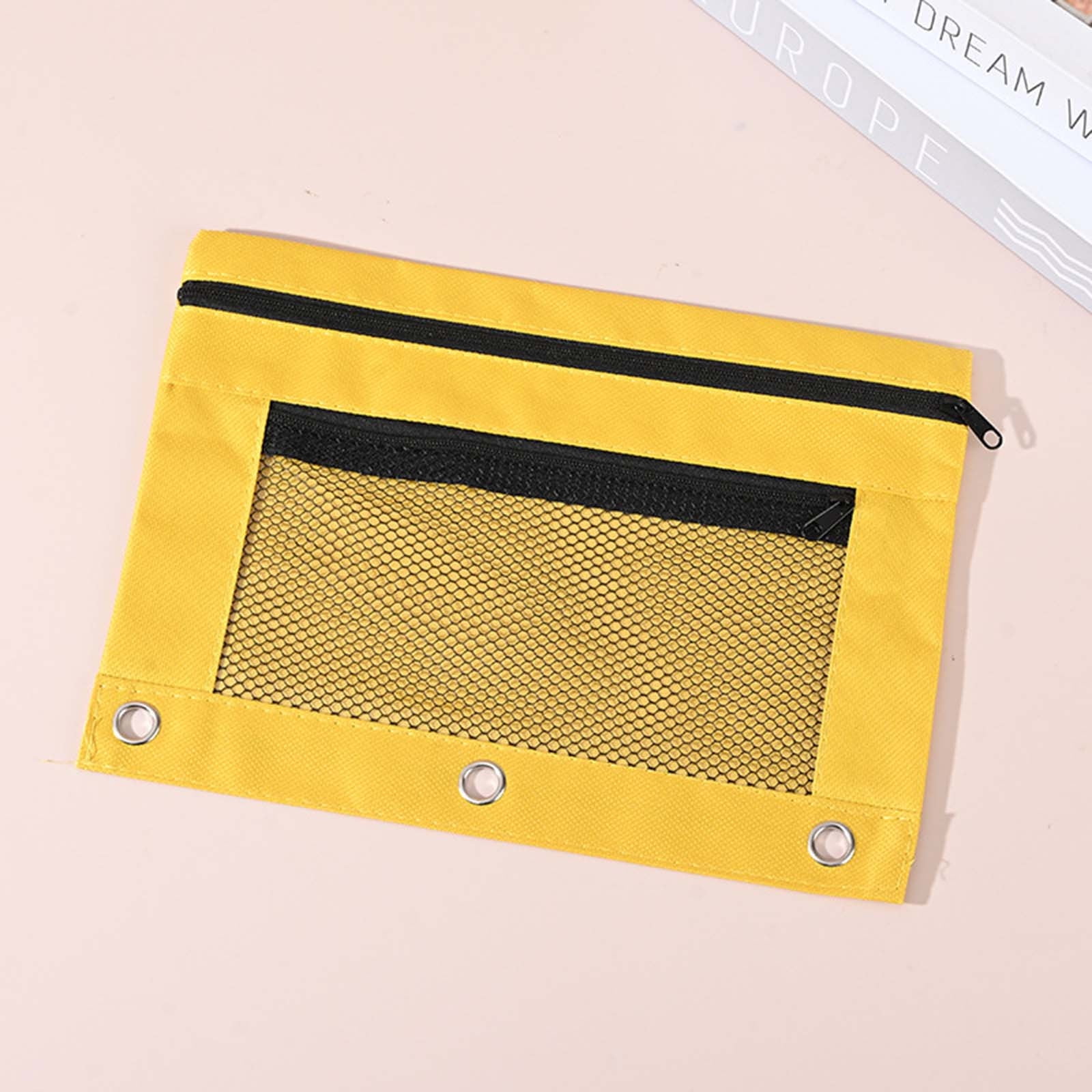 SDJMa 3Ring Pencil Pouch, 2 Pack Black Bulk Pencil Case, Pencil Bags