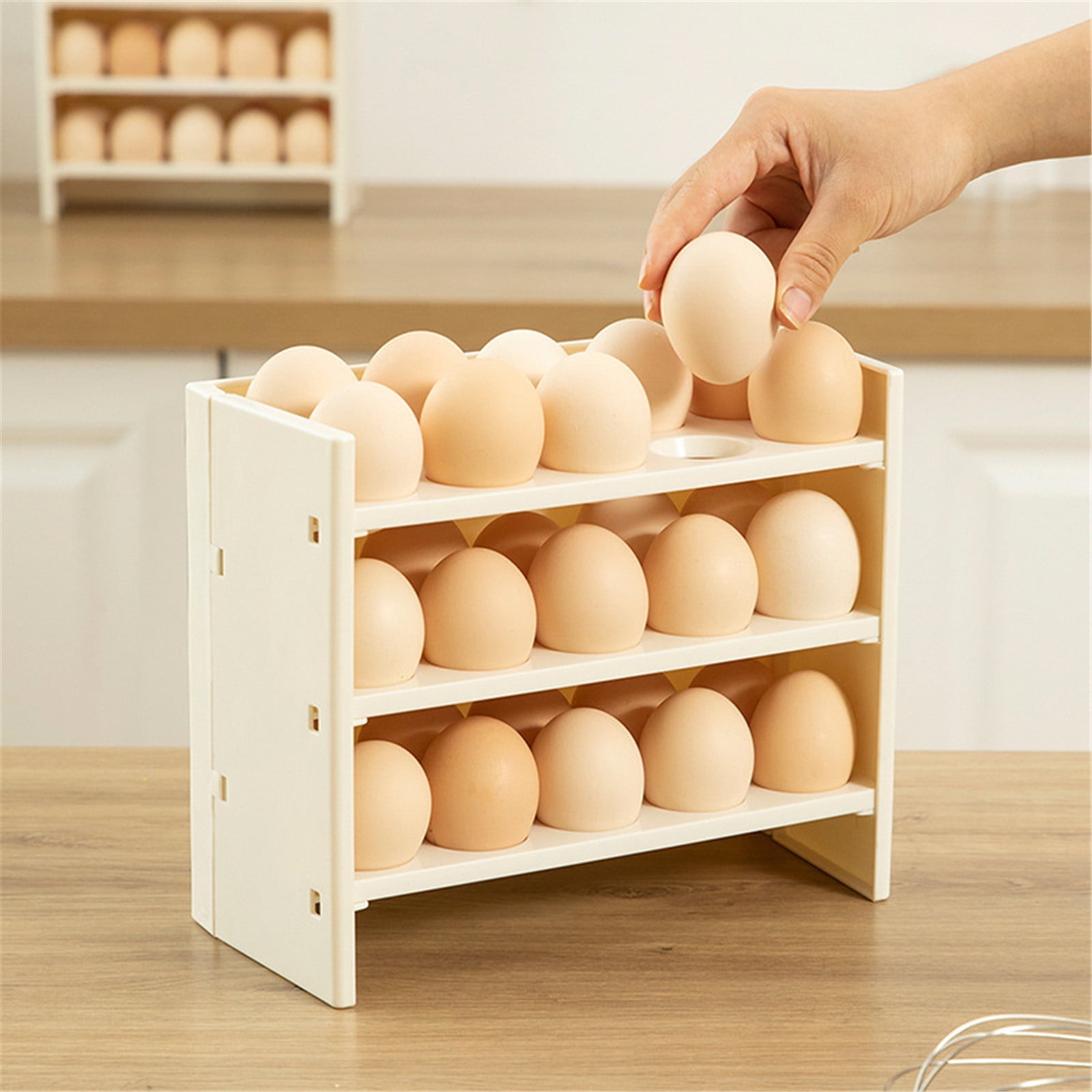 SDJMa 30 Grid Egg Holder for Refrigerator, 3Layer Egg Storage