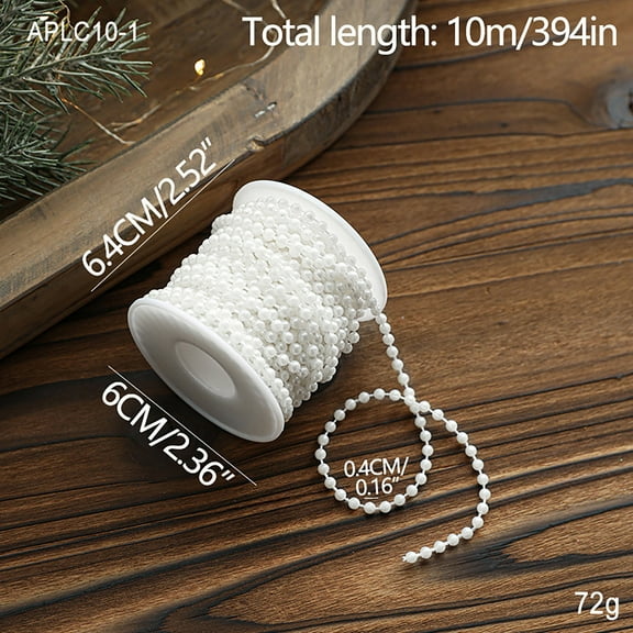 SDJMa 32.8FT Christmas Tree Beads, Shiny Artificial Pearl Garland Decor for Xmas Tree Wedding Decoration Party Supplies