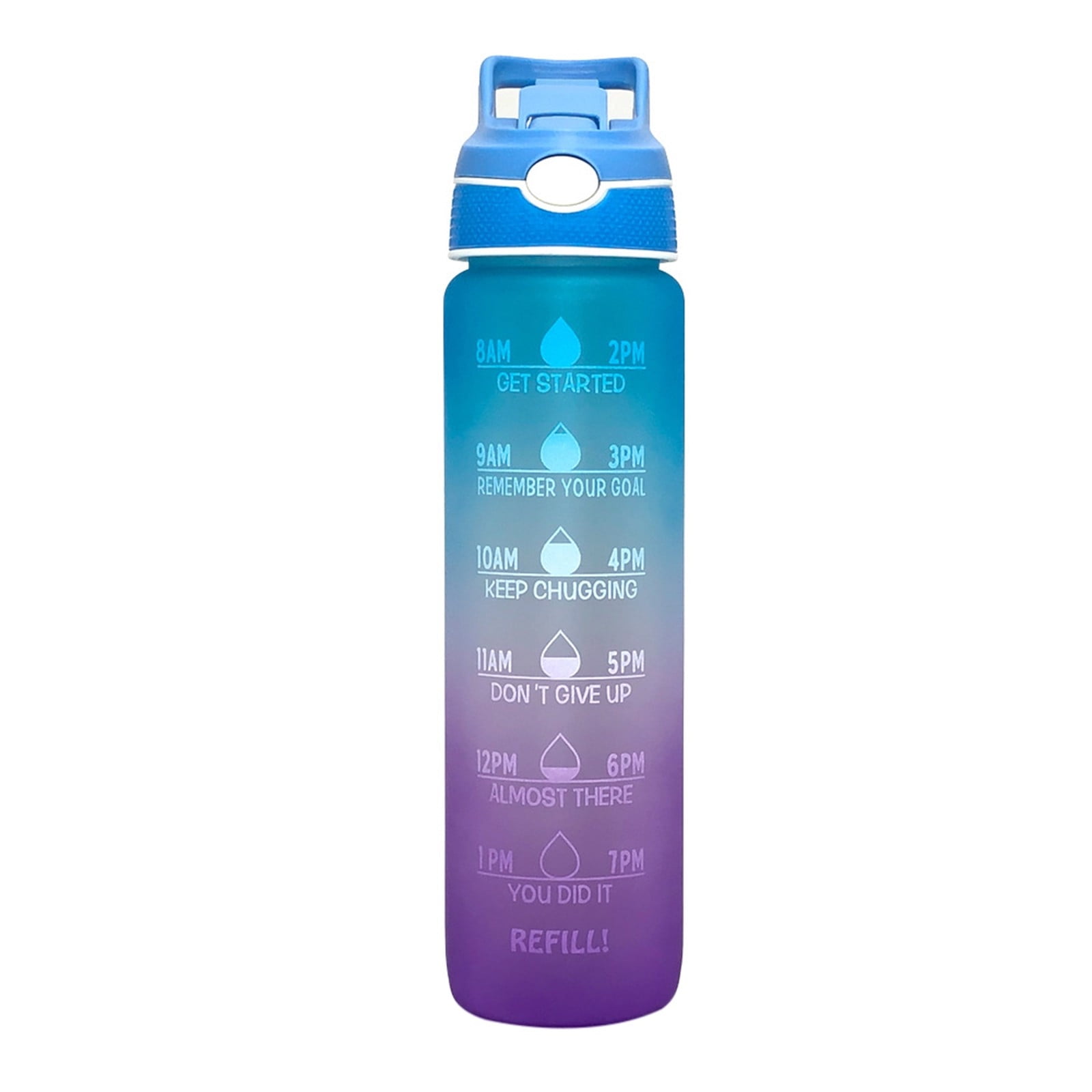 32oz Motivational Water Bottle With Straw & Time Marker - BPA Free, Leakproof, Strap For Gym, Office