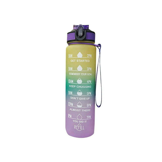 SDJMa 32 oz Water Bottles with Times to Drink and Straw, Graduated Color Motivational Water Bottle with Time Marker, Leakproof & BPA Free, for Fitness, Gym & Outdoor
