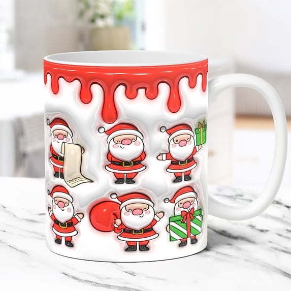 SDJMa 3D Christmas Mug, Cute 3D Snowman Xmas Tree Santa Claus Coffee Cup, Multi-Purpose Merry Christmas Mugs Gift for Women Men Coworkers Kids, 11oz