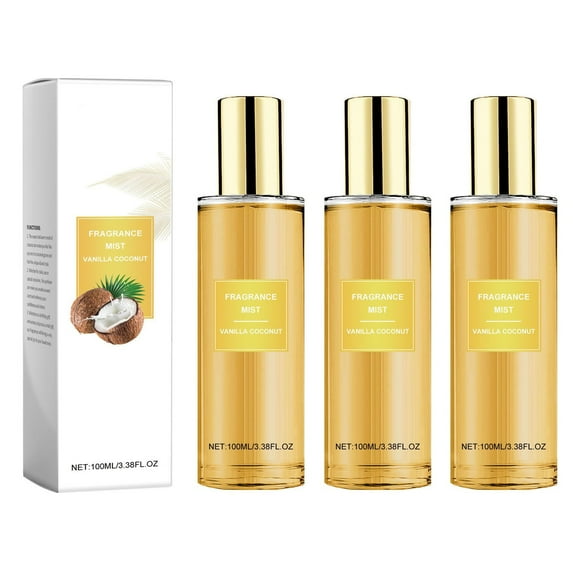 SDJMa 3PCS Vanilla Coconut Body Spray, Long-Lasting, Floral Fruity Scent, Refreshing Lightweight, 100ml