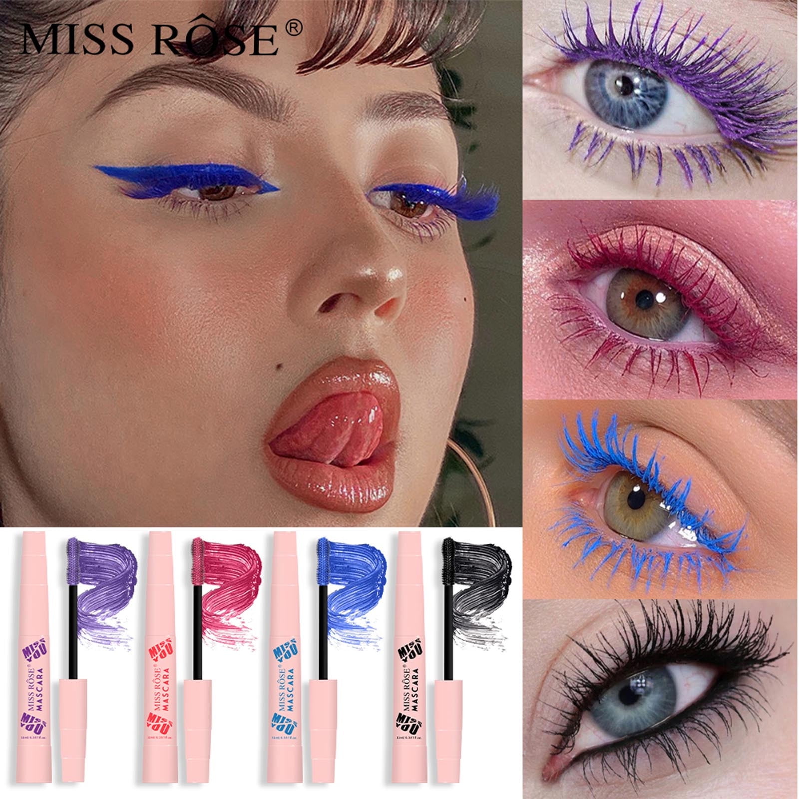 SDJMa 4 Pcs Colored Mascara Sets Purple/Pink/Blue/Black False Lash