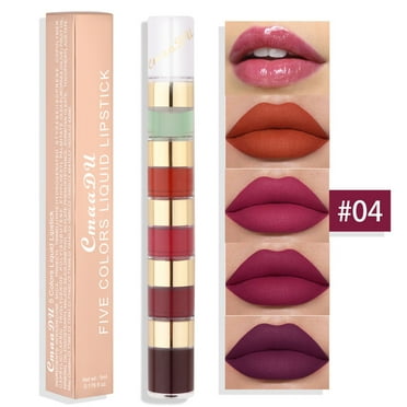 SDJMa 5 Colors Waterproof Matte Liquid Lipstick Set, Long Lasting Non-Stick Cup Velvet Lip Gloss Kit, Highly-Pigmented Nude Red Liquid Lipstick Makeup Sets for Women (5ml)