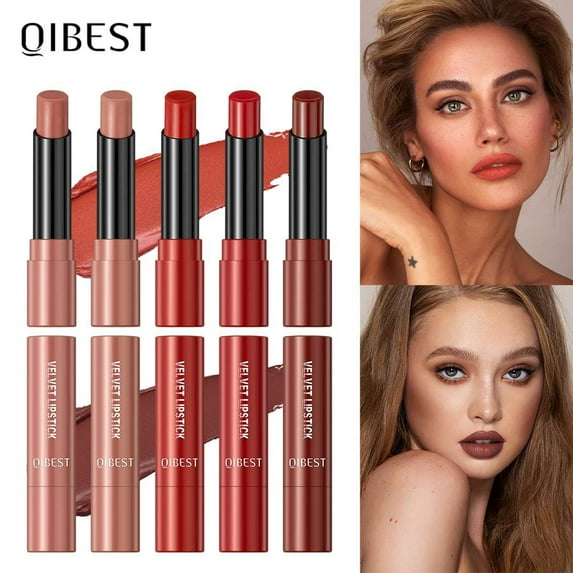 SDJMa 5 PCS Matte Lipstick SET,Non Stick Cup Matte Lipstick Waterproof, Smudge-proof, Matte Color, Creamy Formula For Soft, Non-Drying（B）