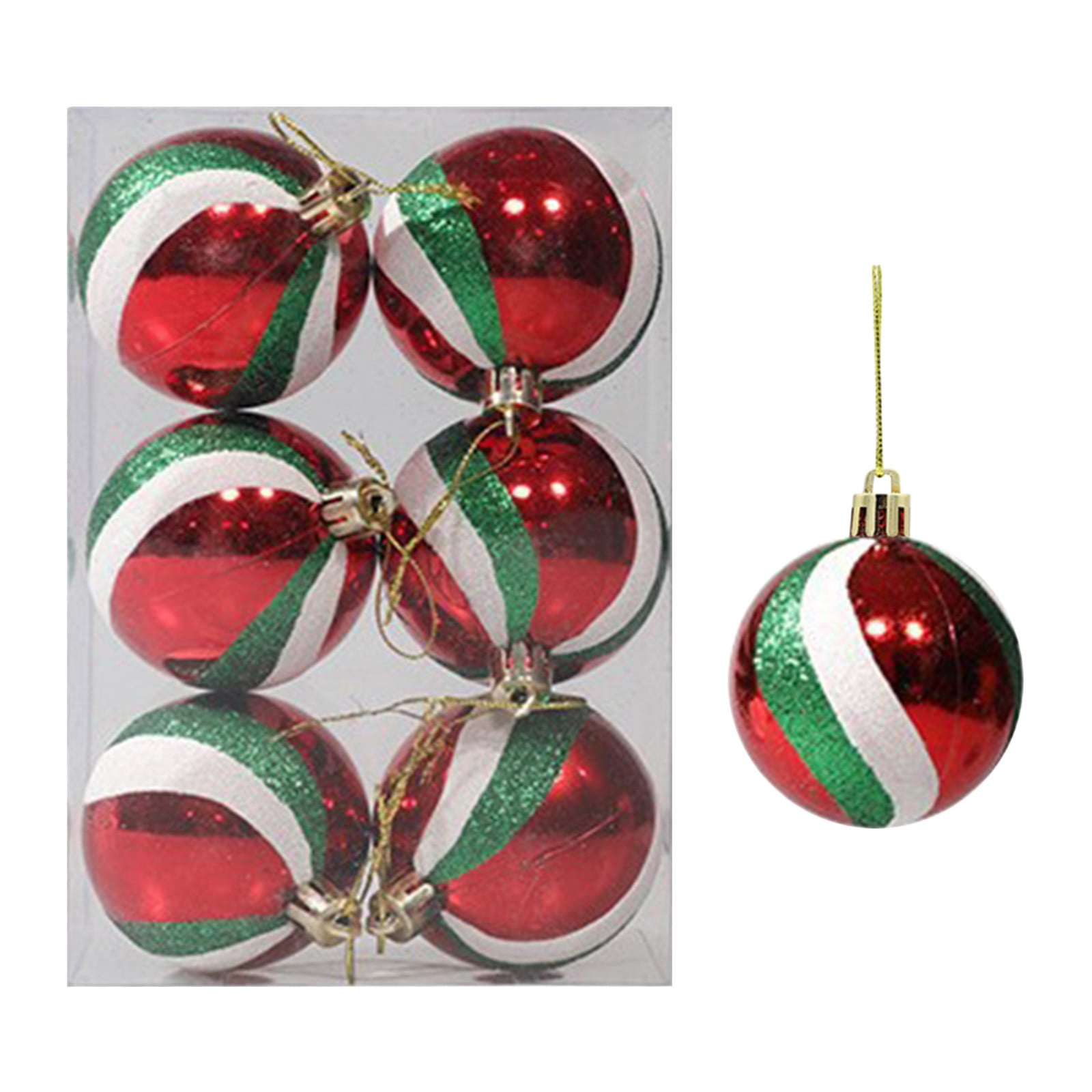 SDJMa 6PCS Christmas Ball Ornaments Sets, Red & White Green
