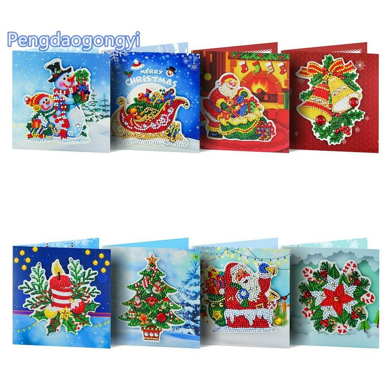 SDJMa 8-Pack Christmas Cards 5D DIY Diamond Painting for Adults