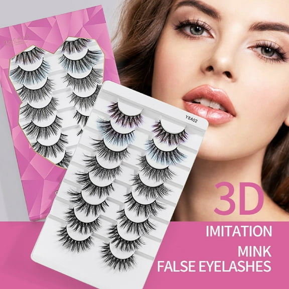 SDJMa 8 Pairs False Eyelashes Wispy Lashes 3D Volume Strip Eyelashes Thin Cotton Band Soft Fake Eyelashes Mink Lashes