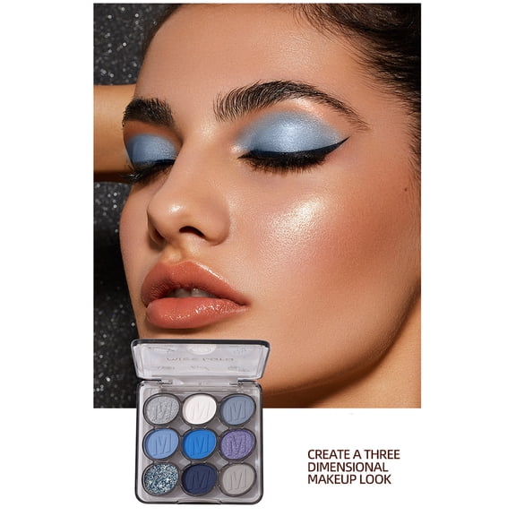 SDJMa 9 Colors Nude Champagne Gold Matte Shimmer Eyeshadow Palette for Eye Makeup, High Pigmented Brown Eye Shadow Primers Powder Palet (A)