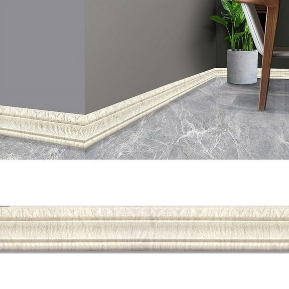 SDJMa 90.5"x 3.1" Self Adhesive Flexible Foam Molding Trim, 3D Wall Edging Lines Foam Baseboard, Decorative Wallpaper Border for Home Office Window Door Photo Frame DIY Decorations