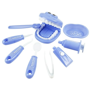 SDJMa 9PCS Plastic Simulation Dentist Play Set Medical Kit Pretend Toy for Kids Hygienic Cultivation Role Play Game for Children Simple Bag Packaging (Blue)