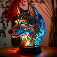 SDJMa Animal Table Lamp Series, Retro Table Lamp, Stained Glass Wolf