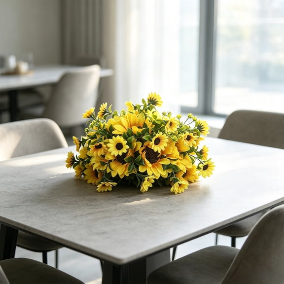 SDJMa Artificial Flowers Ball, Faux Silk Sunflower with Base for Spring Summer Fall Wedding Party Home Table Centerpiece