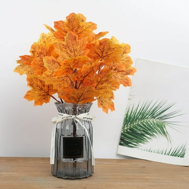 SDJMa Artificial Maple Leaves Branches, 16" Faux Fall Leaves Stem for Indoor Outdoor Autumn Harvest Thanksgiving Party Farmhouse Home Table Centerpieces Decoration