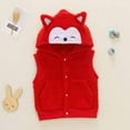 thumbnail image 1 of SDJMa Baby Boys Girls Hooded Cotton Vest Winter Lightweight Sleeveless Cute Red Fox Button Jacket With Pocket, 1 of 9
