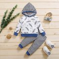 thumbnail image 1 of SDJMa Baby Boys' Short-Sleeve Bodysuit Toddler Kids Baby Hooded Cartoon Letter Print Tops+Stripe Pants Set, 1 of 9
