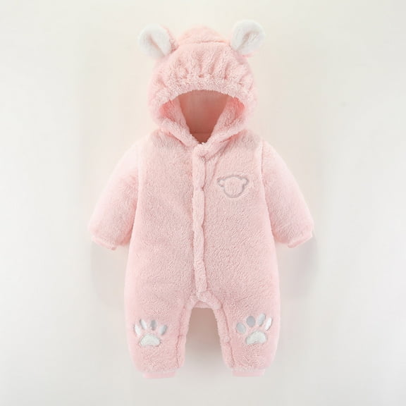 SDJMa Baby Infant Boys Girls Snowsuit Winter Hooded Footed Warm Jumpsuit Outerwear for 0-24 Months