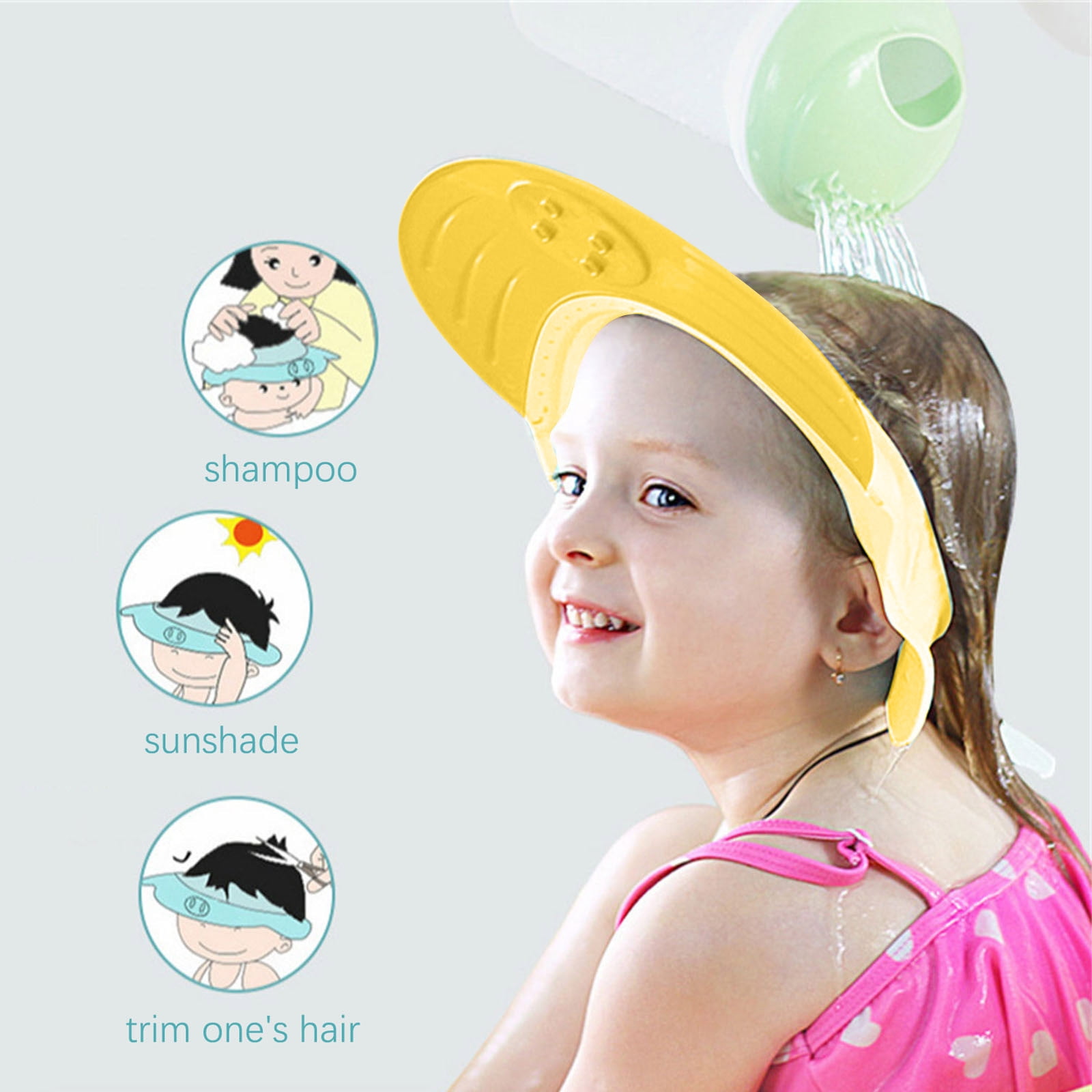 SDJMa Baby Shower Cap Adjustable Silicone Shampoo Bath Cap Visor Cap