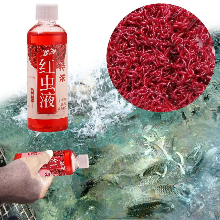 SDJMa Bait Fish Additive, 60ml Red Worm Concentrate Liquid, Fishing Baits,  High Concentration Fishing Lures, Fish Bait Attraction Enhancer for Trout,  Cod, Carp, Bass 