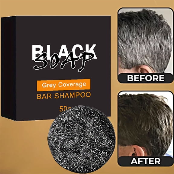 SDJMa Bamboo Charcoal & Herbal Shampoo Soap - Darkens Gray Hair Naturally, Promotes Shine & Strength, Plant-Based Formula, No Harsh Chemicals
