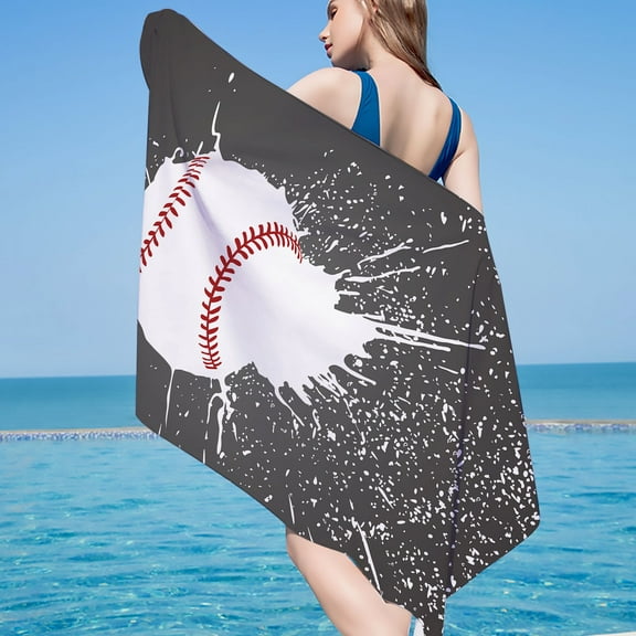 SDJMa Baseball Beach Towel Quick Dry Lightweight Bath Swim Towels Baseball Printed Beach Towels 30x60 inch