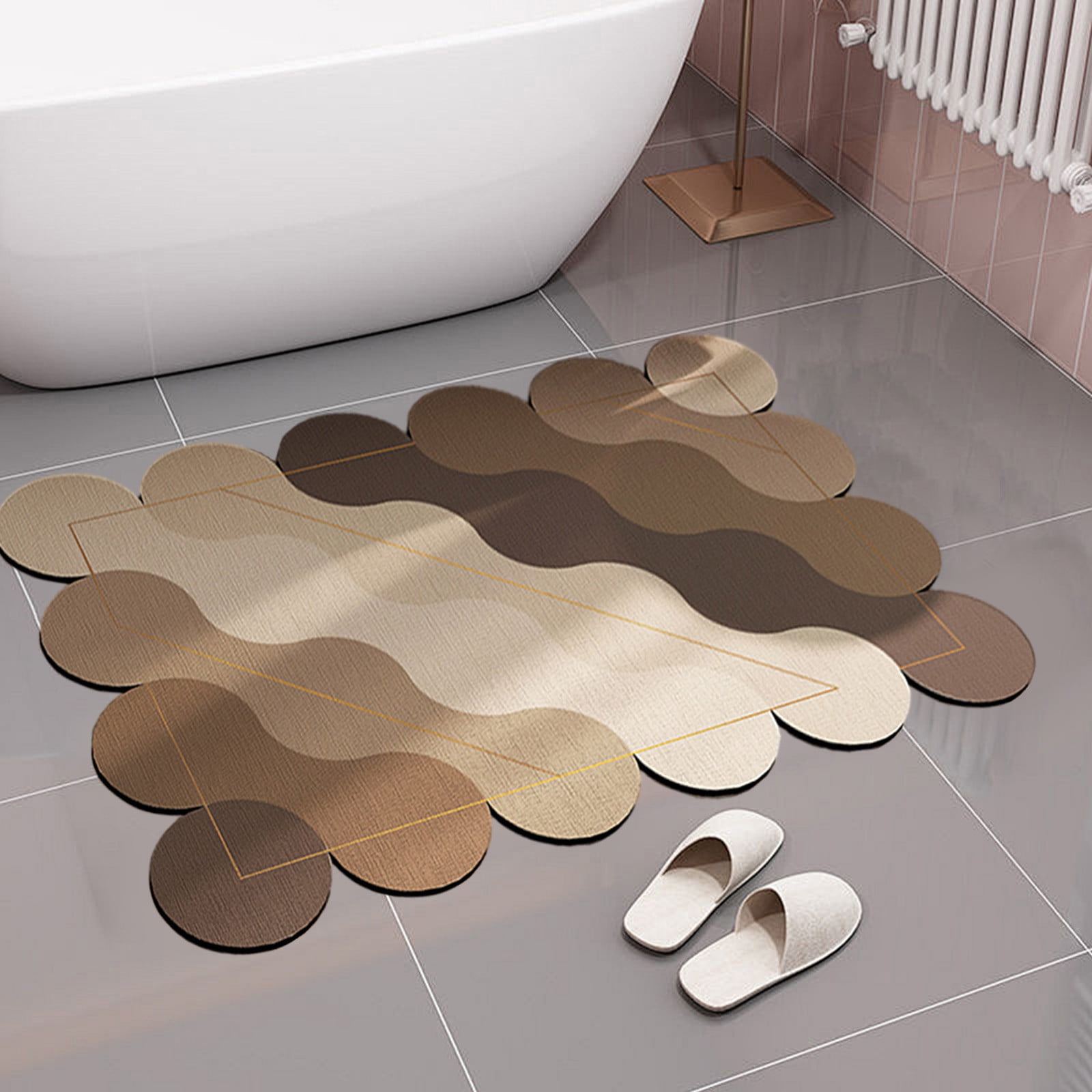 SDJMa Bath Mat RugRubber Non Slip Quick Dry Super Absorbent Thin